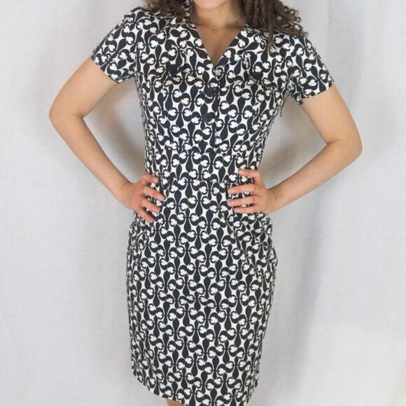 CLUB MONACO fleur de lis abstract printed collared dress size 0 - Picture 7 of 8